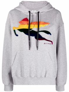 ETRO flocked Pegaso cotton hoodie