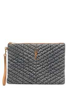 Saint Laurent стеганый клатч с монограммой