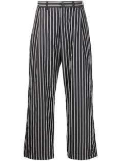 Casey Casey crinkled stripe-pattern wide-leg trousers