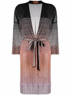 Missoni длинный кардиган с эффектом металлик и узором зигзаг
