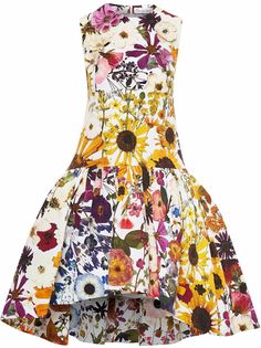 Oscar de la Renta расклешенное платье миди с цветочным принтом