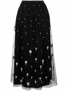 RED Valentino брюки с завышенной талией и вышивкой