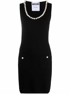Moschino платье мини с искусственным жемчугом