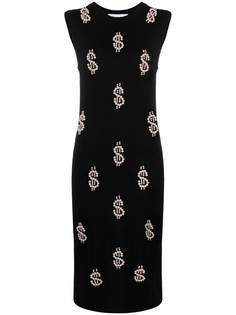 Moschino трикотажное платье с декоративным жемчугом