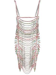 AREA платье с драпировкой и кристаллами