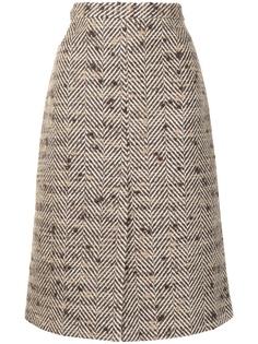RED Valentino юбка миди с узором в елочку