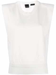 Pinko padded-shoulder knitted top