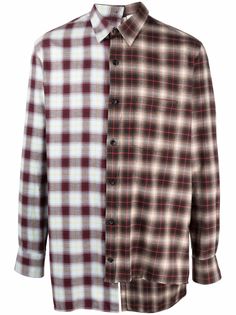 LANVIN asymmetric check-print long-sleeve shirt