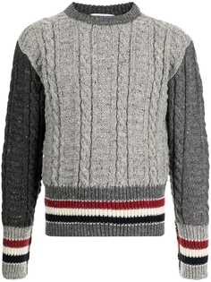 Thom Browne джемпер фактурной вязки с полосками RWB
