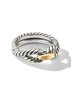 David Yurman кольцо Cable Loop из желтого золота и серебра