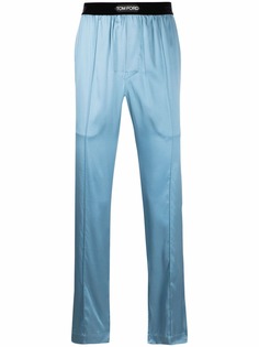 TOM FORD шелковые пижамные брюки с вышитым логотипом