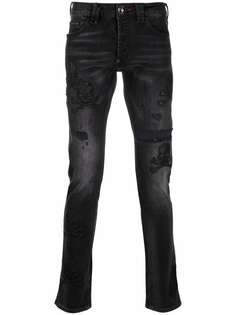 Philipp Plein прямые джинсы с эффектом потертости
