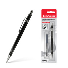 Карандаш механический Erich Krause Black Pointer НВ с 20 грифелями 0.5 мм
