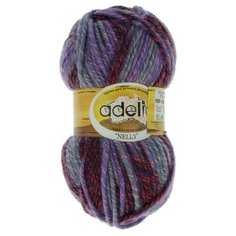 Пряжа Adelia "NELLY" 70% шерсть, 30% акрил №08 св.фиолетовый-серый-т.фиолетовый - 5 мотков по 100 г