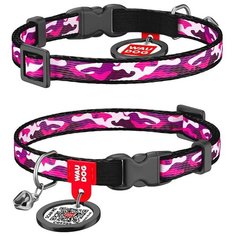 WauDog Ошейник для кошек Nylon с рисунком "Розовый камо" (ширина 10 мм, длина 20-30 см)