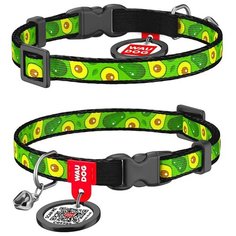 WauDog Ошейник для кошек Nylon с рисунком "Авокадо" (ширина 10 мм, длина 20-30 см)