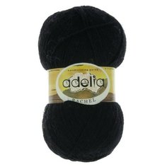 Пряжа Adelia "RACHEL" 90% шерсть, 10% полиэстер №02 ЧЕРНЫЙ - 5 мотков по 100 г