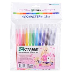 Фломастеры СТАММ в подвесе, 12 цветов, Алиса (ФА424)