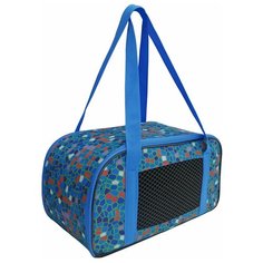 Сумка-переноска для животных овальная малая 42*20*22 Теремок, СПО-1_мозайка, цвет "синий"