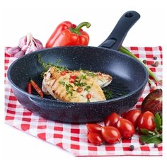 Сковорода-гриль Традиция Гранит литая 26 см со съемной ручкой