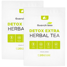 Чай для похудения Guarchibao Detox Herbal Tea со вкусом Имбирь-Лимон, 2 упаковки по 20 чайных пакетиков, чай для очищения, детокс чай.