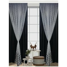 Комплект штора и тюль милиса "Черное кружево"