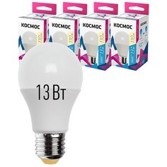 Лампочки светодиодные Космос А60 13Вт Е27 4шт (аналог 120Вт) Теплый свет Kosmos
