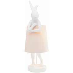 KARE Design Лампа настольная Rabbit, коллекция "Кролик" 23*68*27, Полирезин, Сталь, Лен, Белый