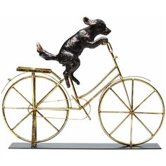 KARE Статуэтка Dog With Bicycle, коллекция "Собака на велосипеде" 44*36*8, Сталь, Полирезин, Бронзовый, Золотой