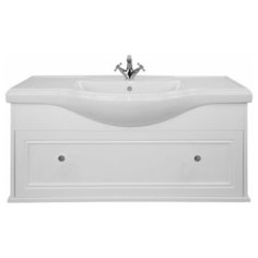 Тумба с керамической раковиной FOSTER 105, TS-F90105-CH-W/T009-CR, ШхГхВ 106х48х58 см., подвесная, ящик с доводчиками, имеет дополнительный внутренний ящик, цвет белый, ручка кнопка хром. Tessoro