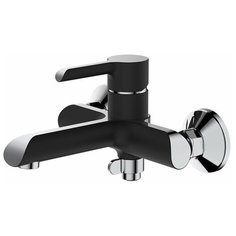 Смеситель для ванны Haiba HB60805-7 с коротким изливом, черный/хром