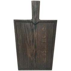 Standard Wood Трапеция Черная, Доска разделочная кухонная деревянная дубовая для мяса с ручкой с канавкой для подачи стейка гриль