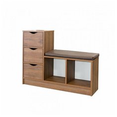 Лайт Тумба для обуви 10.84, цвет орех селект каминный/тёмно-коричневая искусственная кожа Mobi