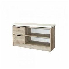 Лайт Тумба для обуви 10.82, цвет дуб крафт серый/белая искусственная кожа, универсальная сборка Mobi