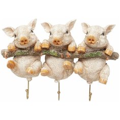 KARE Design Вешалка настенная Pigs, коллекция "Поросята" 30*21*11, Полирезин, Бежевый
