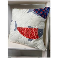 Подушка декоративная, стеганая 40/40 из сатина,рыбки. Farfalina