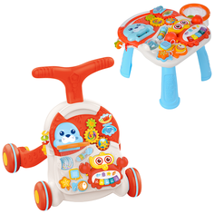 Развивающий центр каталка-ходунки, столик, бизиборд 2в1 музыкальный Best Like