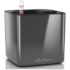 Кашпо Кьюб Глосси 16 Антрацитовый блестящий с системой автополива Lechuza