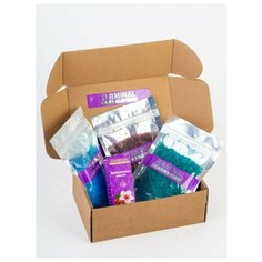 Beauty BOX/Подарочный/Новогодний набор (Масло миндаля 25 мл, Соль для ванн 3 шт от отеков ног /Антибактериальная) Jerminal Cosmetics