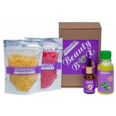 Beauty Box/Подарочный/Новогодний набор ( Для маникюра/Масло миндаля/Соль для ванн/ногтей 2шт/ Гель для рук антисептик) Jerminal Cosmetics