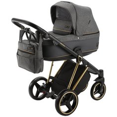 Коляска универсальная Adamex Verona Special Edition 3 в 1, VR468 - т.серый, т.серая кожа, золотая рама