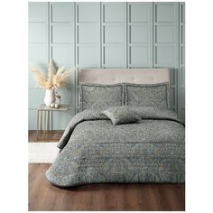 Покрывало жаккард Karna FONT 260x270 (50x70+5) - 2 шт - Зеленовато-Золотистый