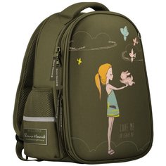 Рюкзак облегченная капсула темно-зеленый с эргономичной спинкой "GIRL AND RABBIT" Bruno Visconti