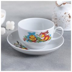 Набор посуды Дулевский фарфор Чайная пара, 210 мл, "Янтарь", цвет белый