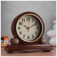 Часы настольные Quartz "Берта", 30*26 см, корпус коричневый, с золотом Рубин