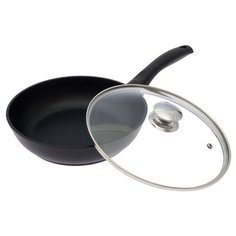 Сковорода Kukmara "Традиция", 22*6 см, стеклянная крышка, утолщенное дно, антипригарное покрытие