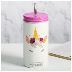 Стакан с трубочкой Дорого внимание "Единорог", 480 мл