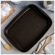 Противень Kukmara 40*29,5*5 см, антипригарное покрытие, кофейный мрамор