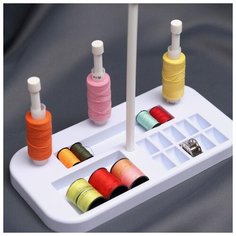 Органайзер-стойка для ниток Арт Узор на подставке, 20,7*10,8*36,5 см, голубо-белый