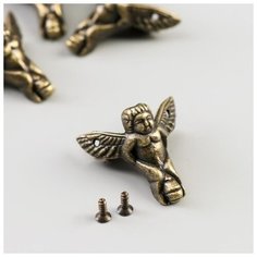 Уголок для шкатулки Арт Узор металл, "Ангел", 4 шт, бронза, 2,3*2,6*1 см
